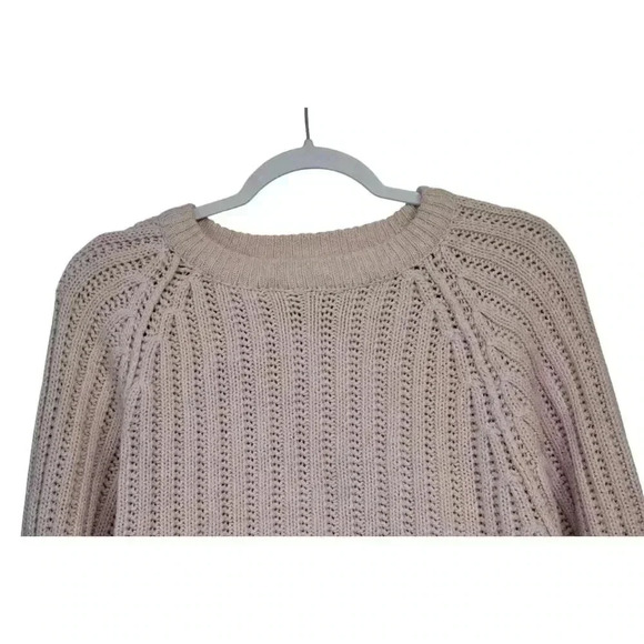Vintage 80s 90s Cropped Sweater Size Medium Chunky Knit Crochet Ramie Cotton - Picture 2 of 11